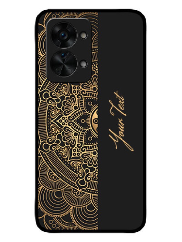 Custom OnePlus Nord 2T 5G Custom Metal Phone CaseMandala Art With Custom Text Design