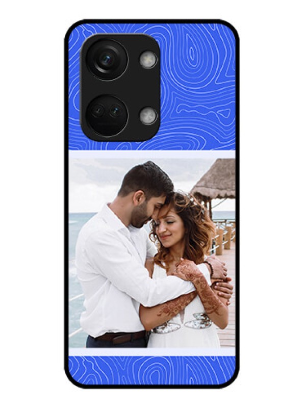 Custom OnePlus Nord 3 5G Custom Metal Phone CaseCurved Line Art With Blue And White Design