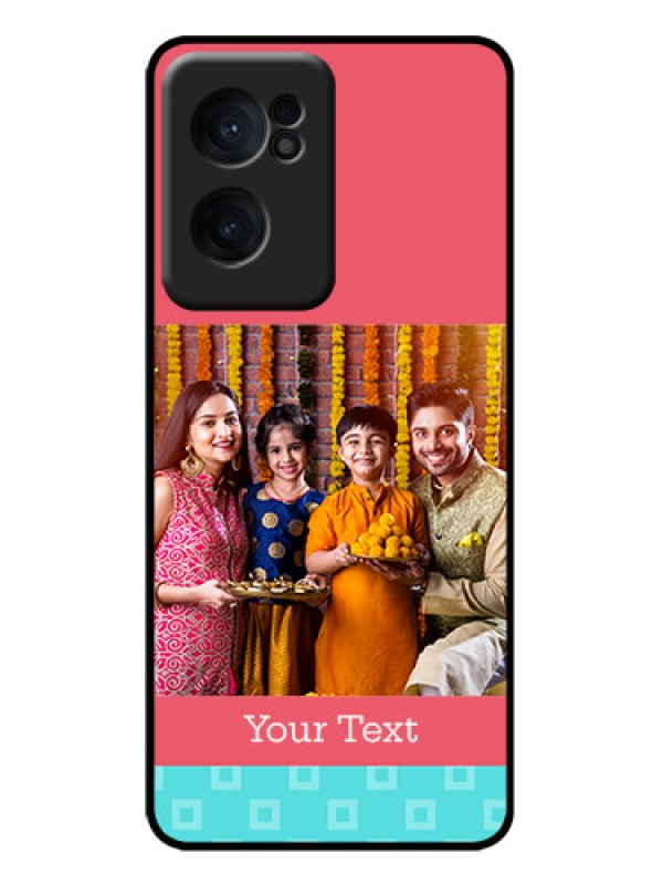 Custom OnePlus Nord CE 2 5G Custom Metal Phone Case - Peach and Blue Color Design