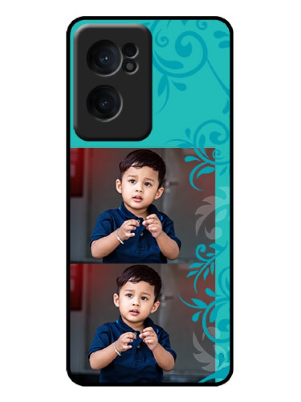 Custom OnePlus Nord CE 2 5G Custom Metal Phone Case - With Photo And Green Floral Design