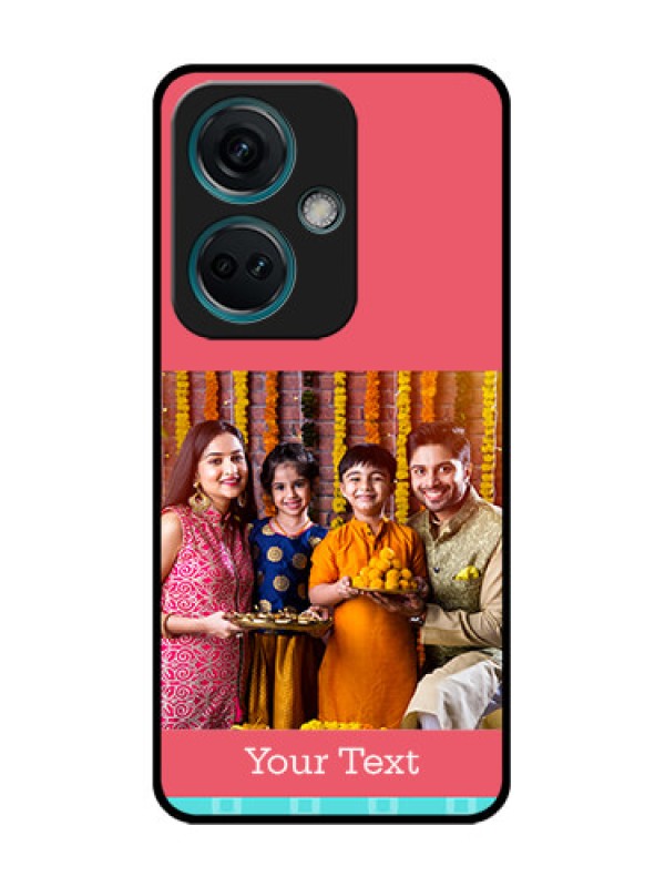 Custom Nord CE 3 5G Custom Metal Phone Case - Peach and Blue Color Design