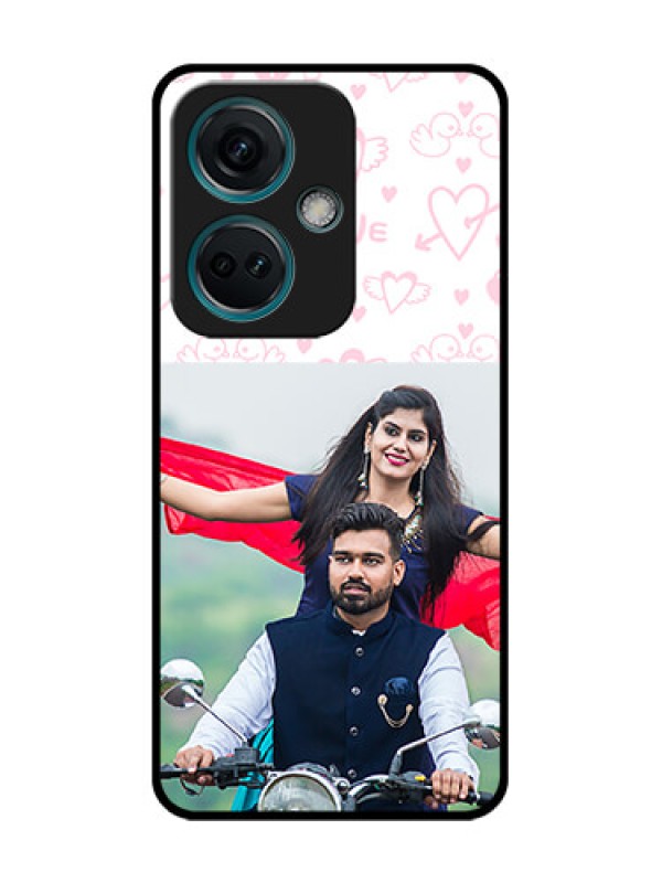 Custom Nord CE 3 5G Custom Metal Phone Case - Pink Flying Heart Design