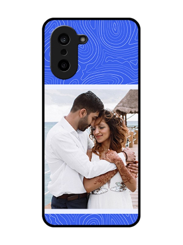 Custom Oneplus Nord CE 5 5G Custom Metal Phone Case - Curved Line Art With Blue And White Design