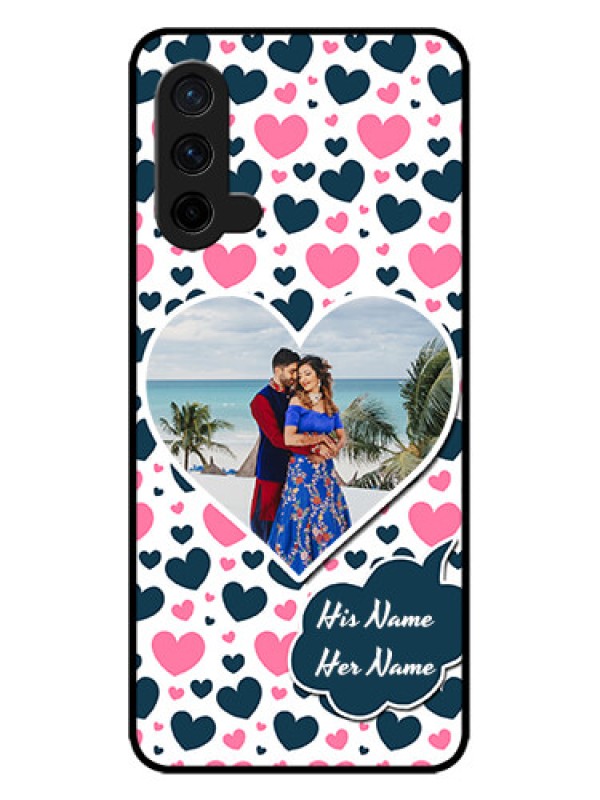 Custom OnePlus Nord CE 5G Custom Metal Phone CasePink and Blue Heart Design