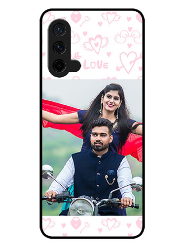 Custom OnePlus Nord CE 5G Custom Metal Phone CasePink Flying Heart Design