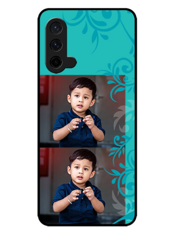 Custom OnePlus Nord CE 5G Custom Metal Phone CaseWith Photo And Green Floral Design