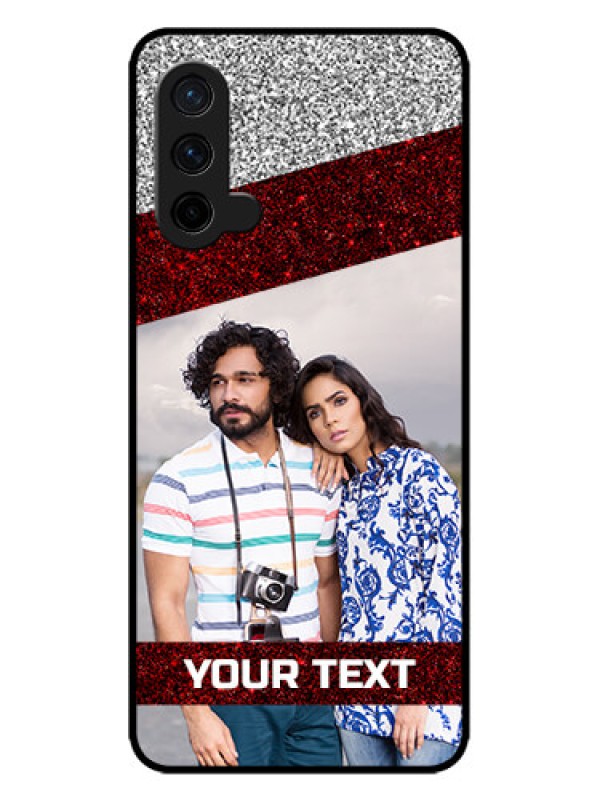 Custom OnePlus Nord CE 5G Custom Metal Phone CaseImage Holder With Glitter Strip Design