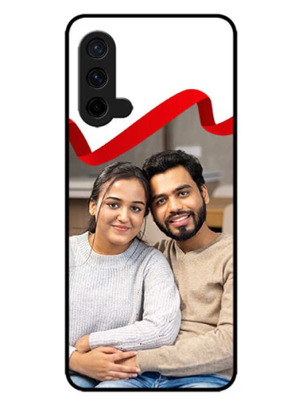 Custom OnePlus Nord CE 5G Custom Metal Phone CaseRed Ribbon Frame Design