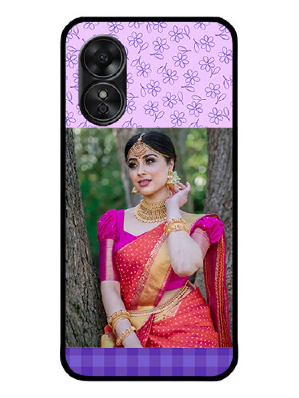 Custom Oppo A17 Custom Metal Phone CasePurple Floral Design