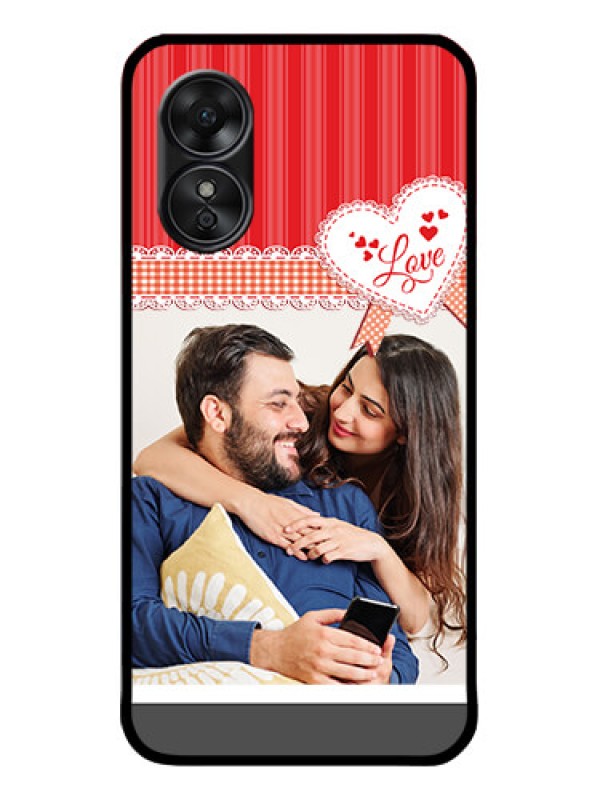 Custom Oppo A17 Custom Metal Phone CaseRed Love Pattern Design