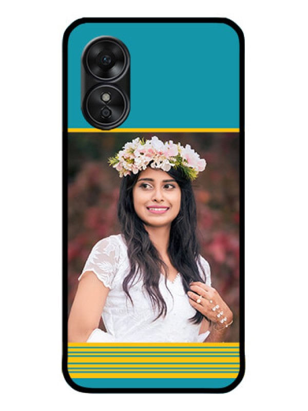 Custom Oppo A17 Custom Metal Phone CaseYellow and Blue Design