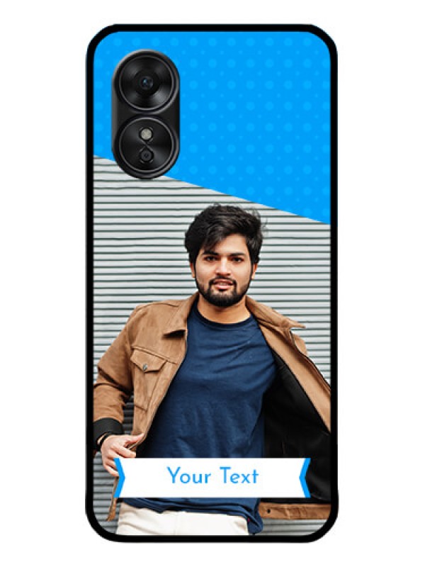 Custom Oppo A17 Custom Metal Phone CaseSimple Blue Color Design