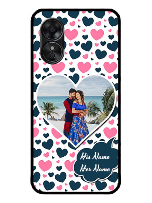 Custom Oppo A17 Custom Metal Phone CasePink and Blue Heart Design