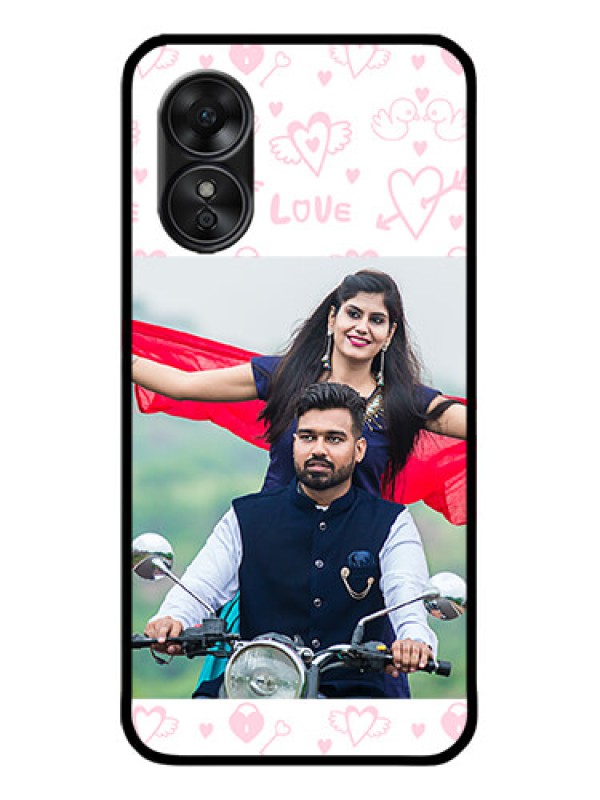 Custom Oppo A17 Custom Metal Phone CasePink Flying Heart Design