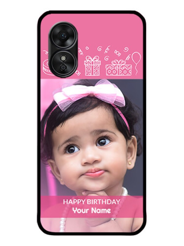 Custom Oppo A17 Custom Metal Phone CaseWith Birthday Line Art Design