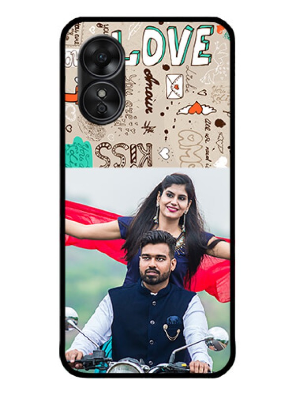 Custom Oppo A17 Custom Metal Phone CaseLove Doodle Pattern