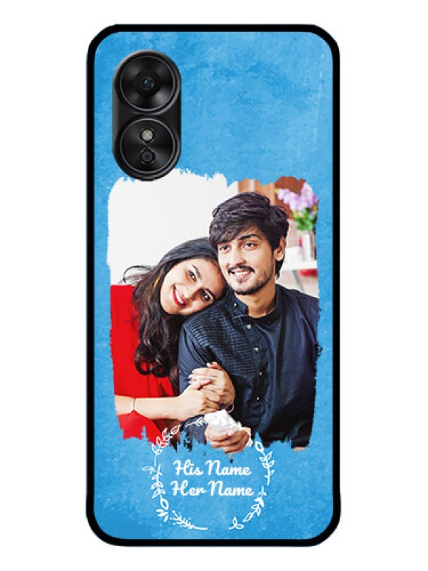 Custom Oppo A17 Custom Metal Phone CaseBlue Color Vintage Design