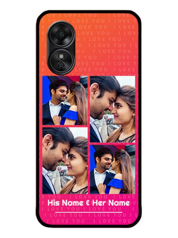 Custom Oppo A17 Custom Metal Phone CaseI Love You Pink Design