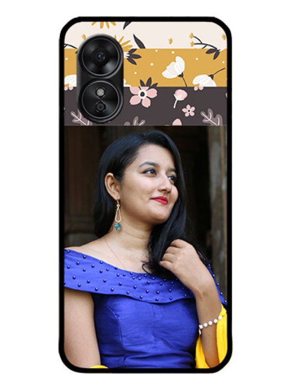 Custom Oppo A17 Custom Metal Phone CaseStylish Floral Design