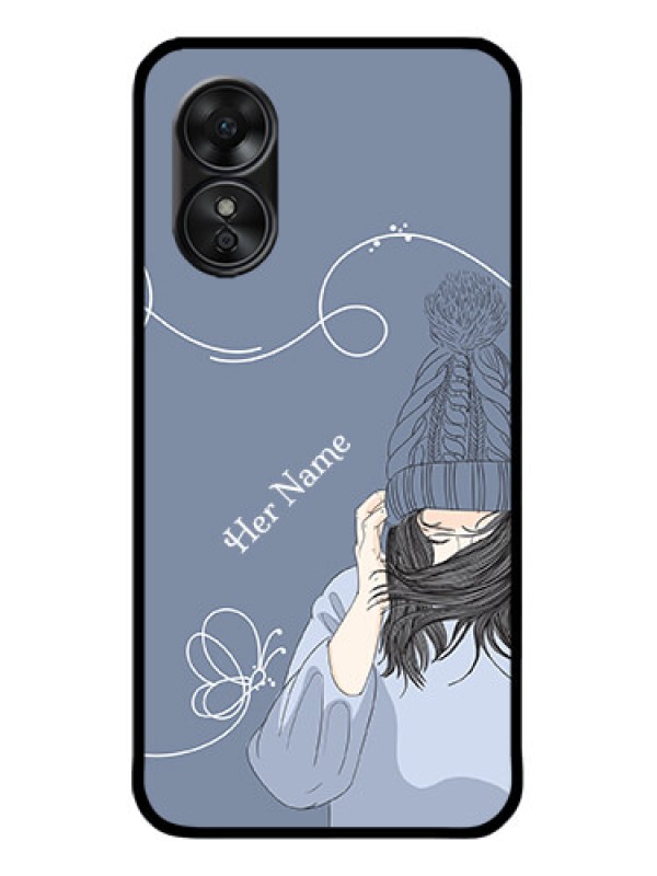 Custom Oppo A17 Custom Metal Phone CaseGirl In Winter Outfit Design