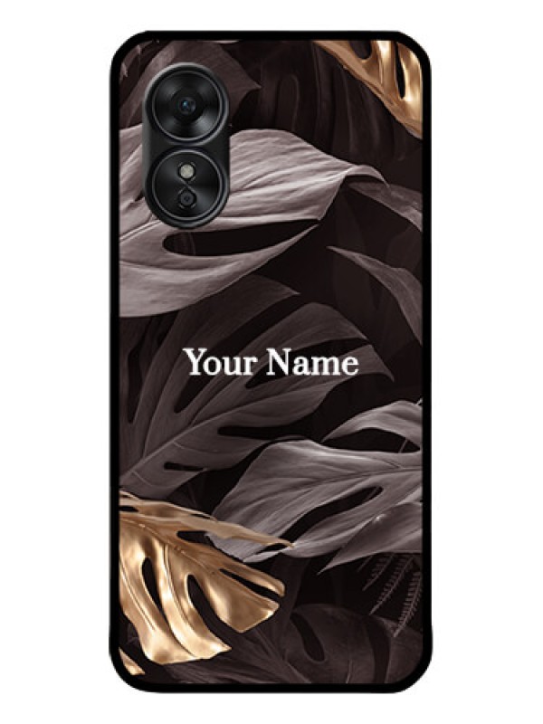 Custom Oppo A17 Custom Metal Phone CaseWild Leaves Digital Paint Design