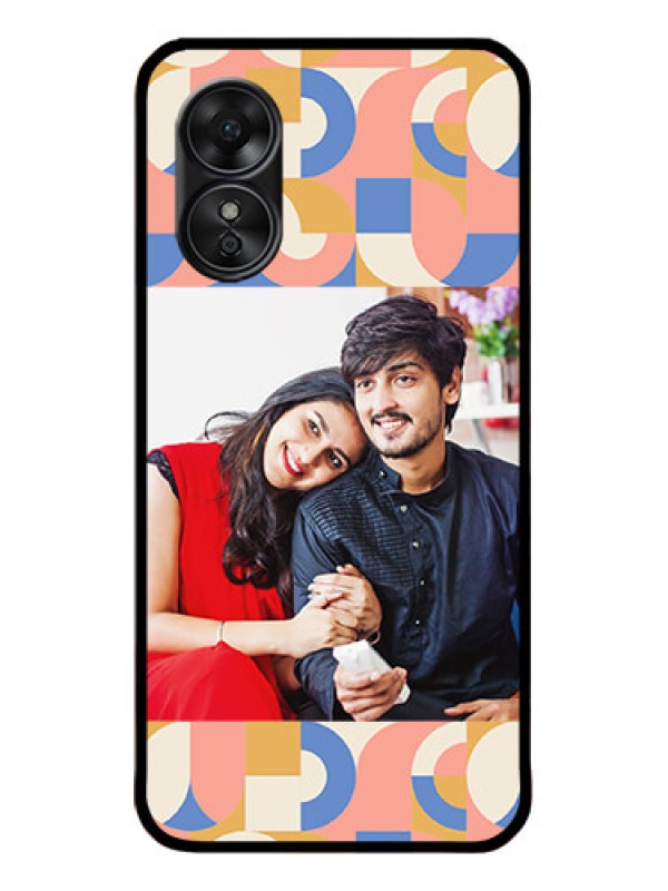 Custom Oppo A17 Custom Metal Phone CaseSemi - Circle Maze Pattern Design