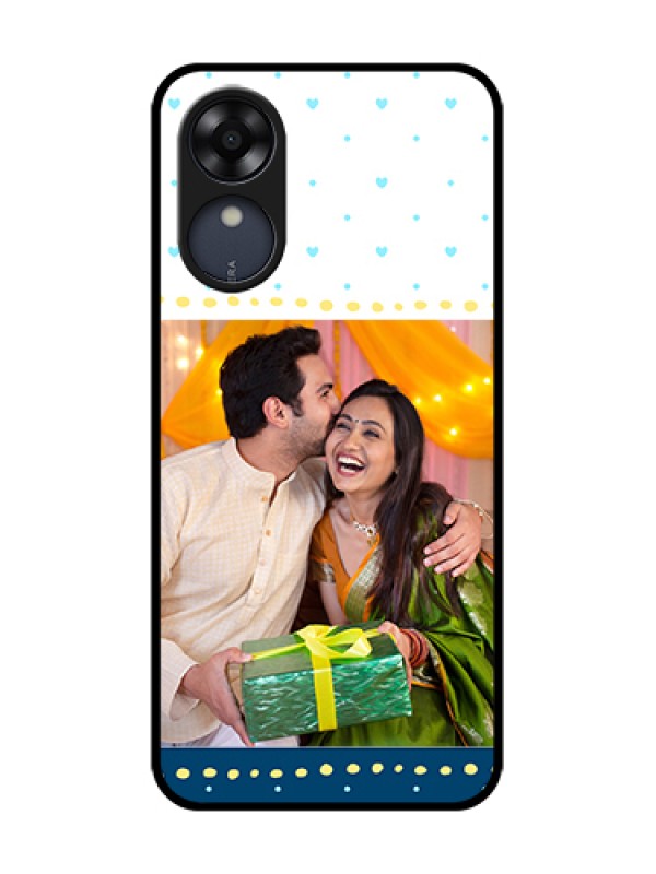 Custom Oppo A17k Custom Metal Phone Case - White And Blue Abstract Design