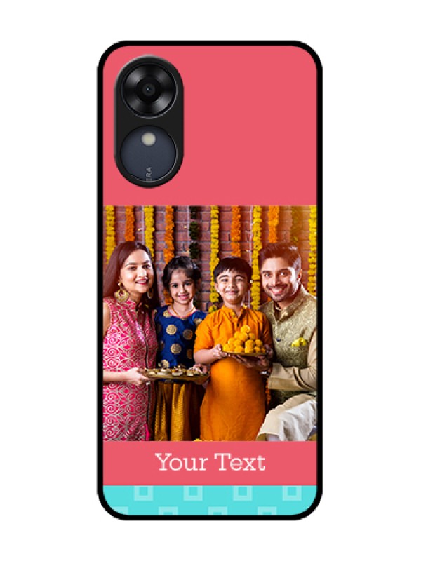 Custom Oppo A17k Custom Metal Phone Case - Peach and Blue Color Design