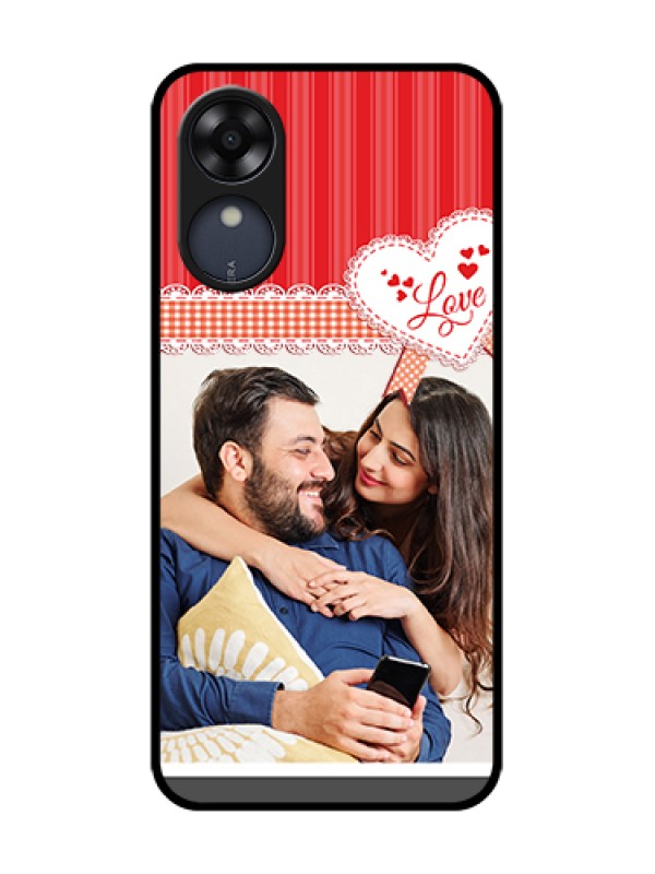 Custom Oppo A17k Custom Metal Phone Case - Red Love Pattern Design