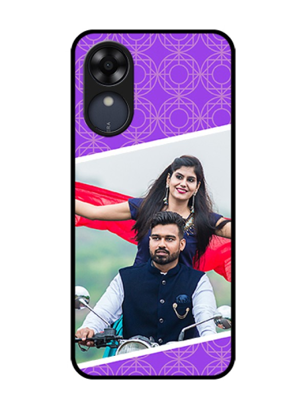 Custom Oppo A17k Custom Metal Phone Case - Violet Color Pattern Design