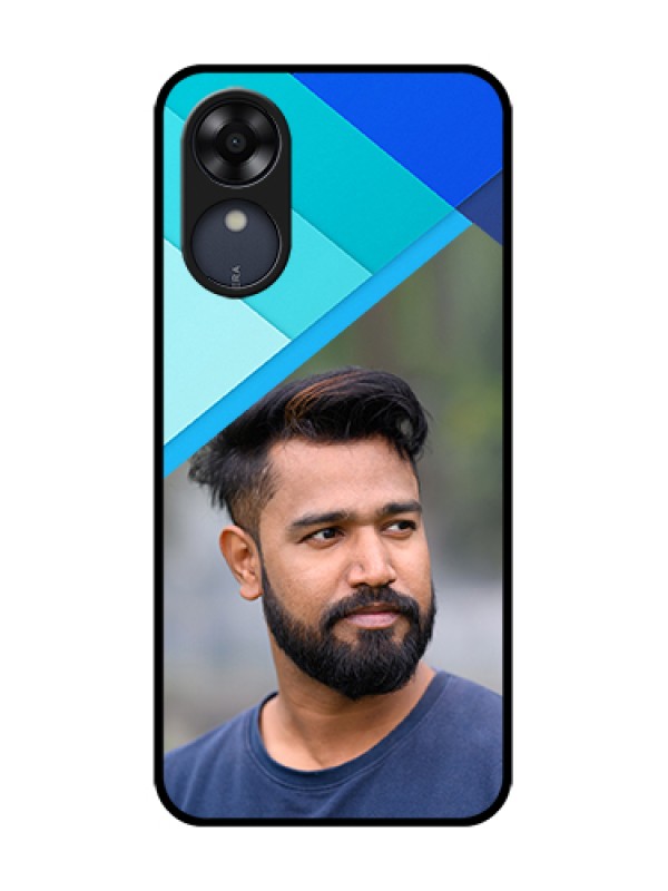 Custom Oppo A17k Custom Metal Phone Case - Blue Pattern Design