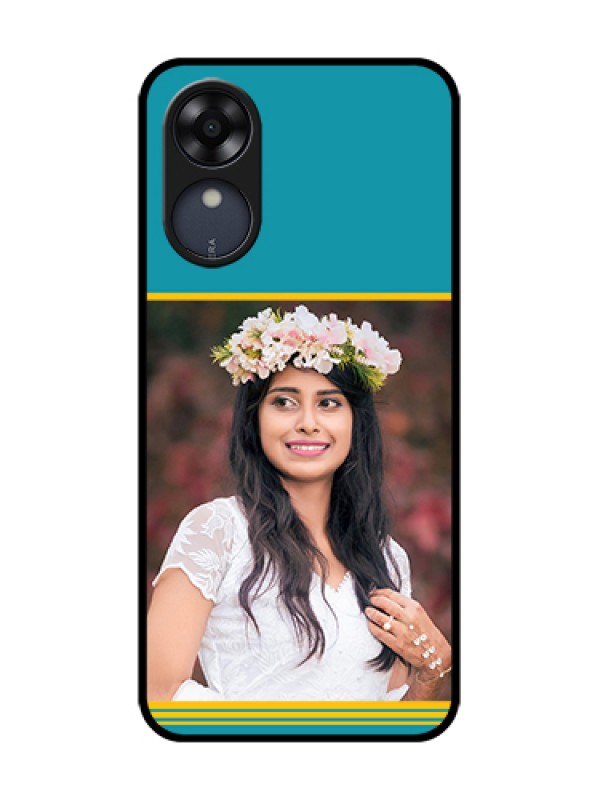 Custom Oppo A17k Custom Metal Phone Case - Yellow and Blue Design