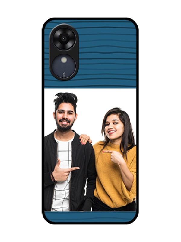 Custom Oppo A17k Custom Metal Phone Case - Blue Pattern Cover Design