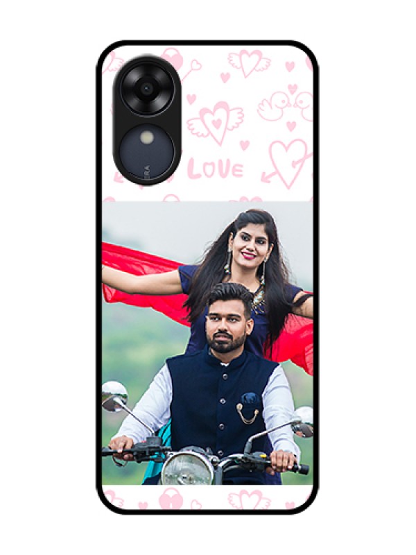 Custom Oppo A17k Custom Metal Phone Case - Pink Flying Heart Design