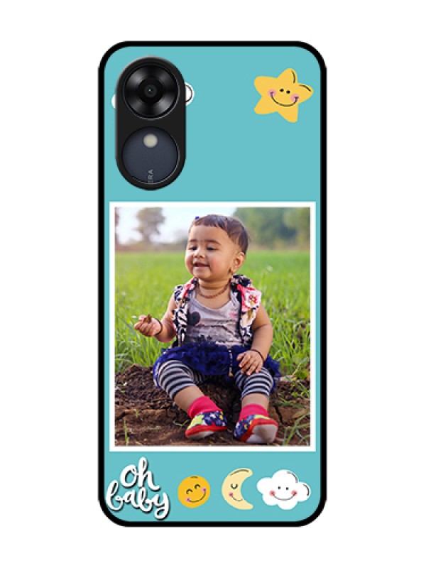 Custom Oppo A17k Custom Metal Phone Case - Smiley Kids Stars Design