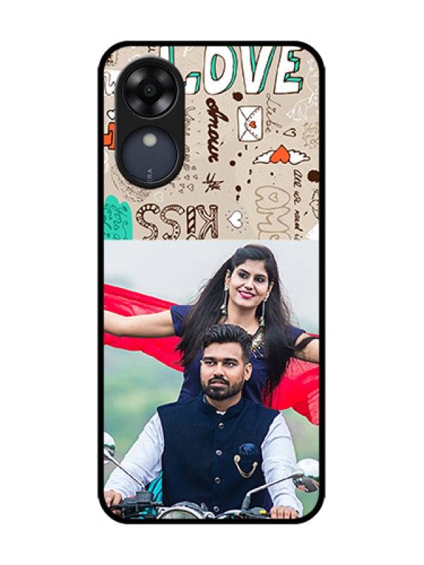 Custom Oppo A17k Custom Metal Phone Case - Love Doodle Pattern