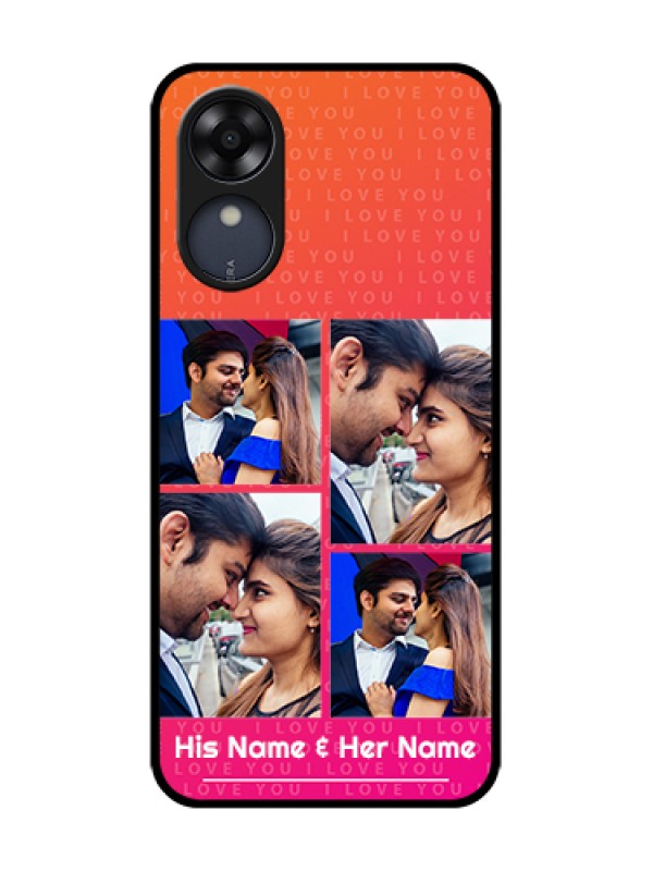 Custom Oppo A17k Custom Metal Phone Case - I Love You Pink Design