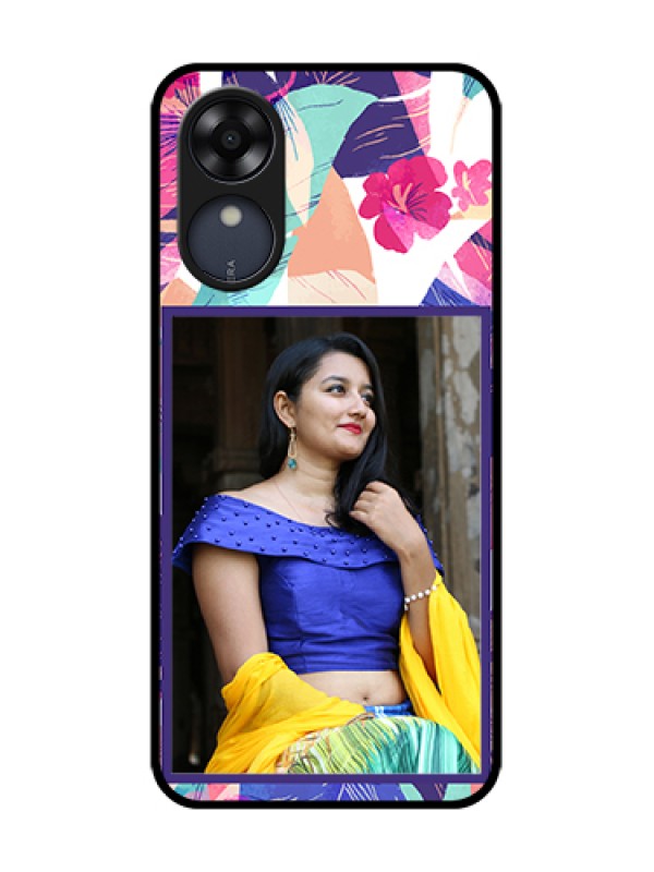 Custom Oppo A17k Custom Metal Phone Case - Abstract Floral Design