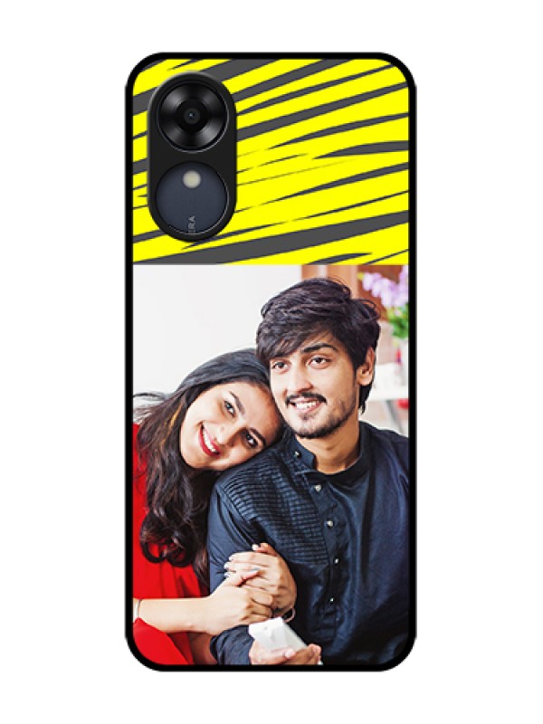 Custom Oppo A17k Custom Metal Phone Case - Yellow Abstract Design