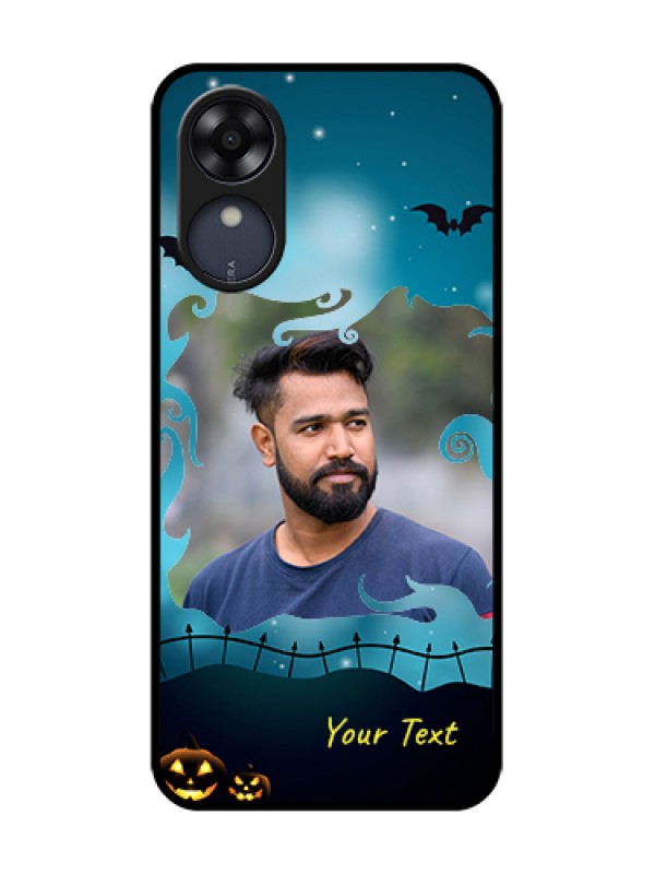 Custom Oppo A17k Custom Metal Phone Case - Halloween Frame Design