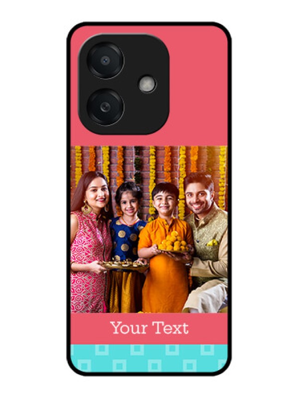 Custom Oppo A3X 4G Custom Metal Phone Case - Peach and Blue Color Design