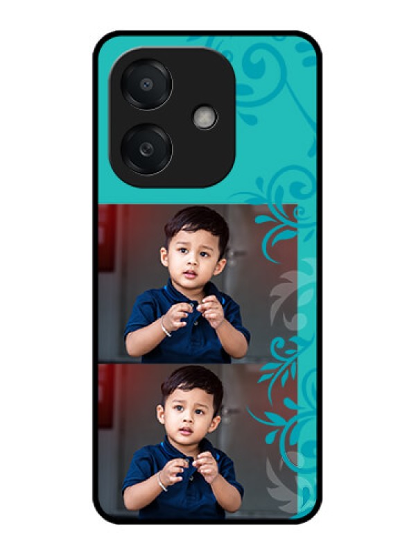 Custom Oppo A3X 4G Custom Metal Phone Case - With Photo And Green Floral Design