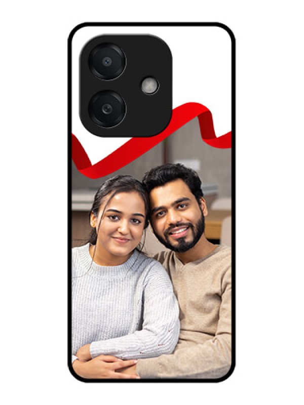 Custom Oppo A3X 4G Custom Metal Phone Case - Red Ribbon Frame Design