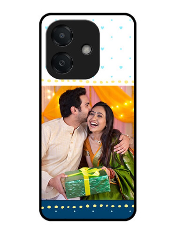 Custom Oppo A3X 5G Custom Metal Phone CaseWhite And Blue Abstract Design