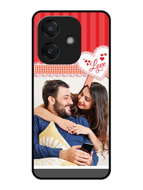 Custom Oppo A3X 5G Custom Metal Phone CaseRed Love Pattern Design