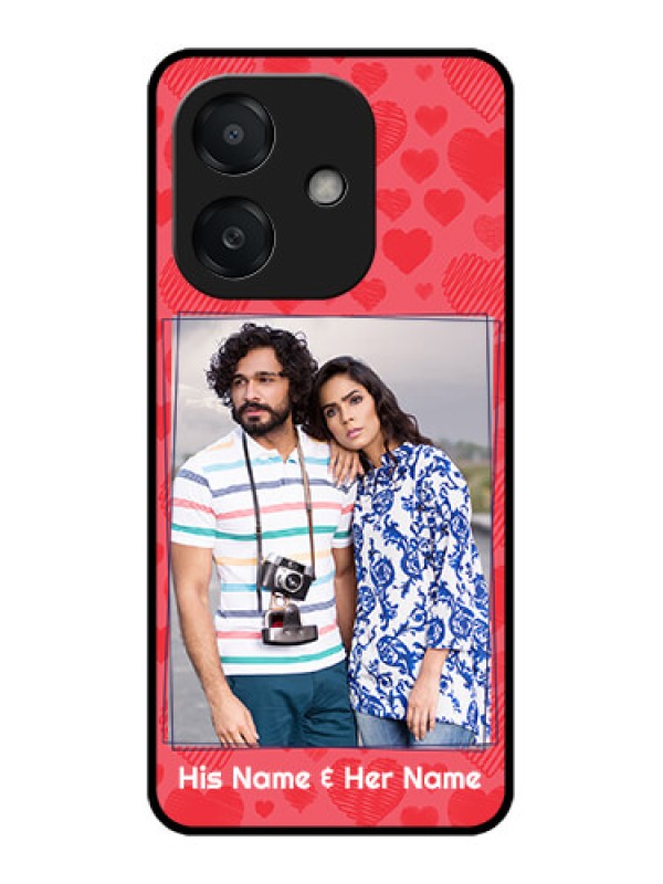 Custom Oppo A3X 5G Custom Metal Phone CaseWith Red Heart Symbols Design