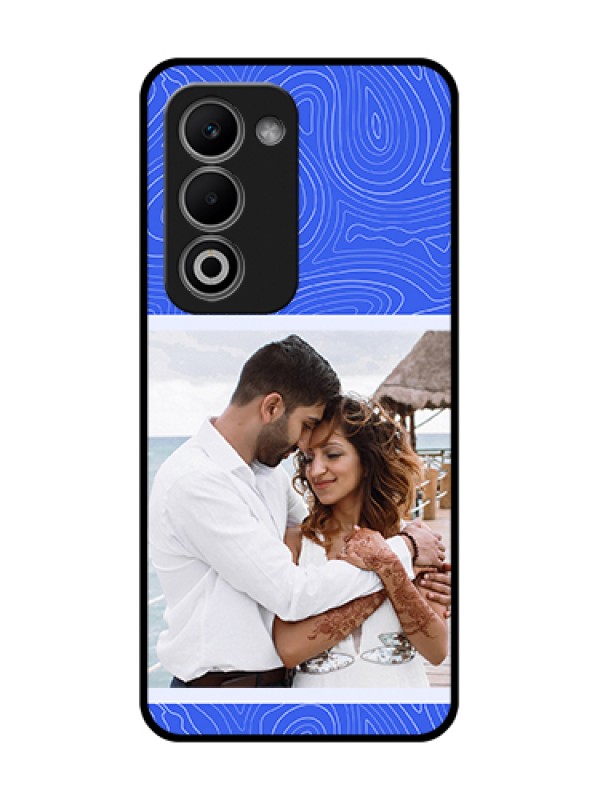 Custom Oppo A5 5G Custom Metal Phone Case - Curved Line Art With Blue And White Design