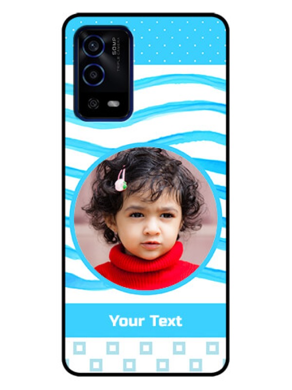 Custom Oppo A55 Custom Metal Phone Case - Simple Blue Case Design