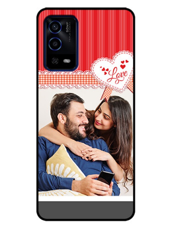 Custom Oppo A55 Custom Metal Phone Case - Red Love Pattern Design