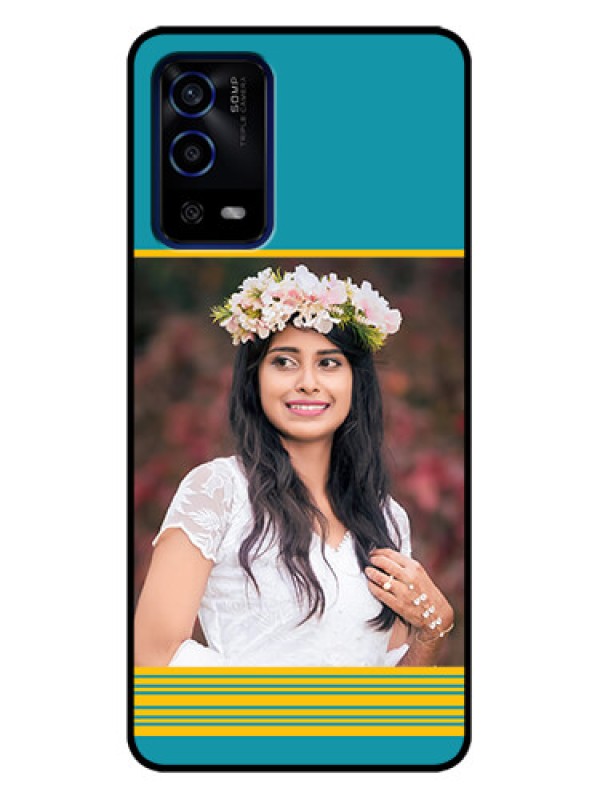 Custom Oppo A55 Custom Metal Phone Case - Yellow and Blue Design